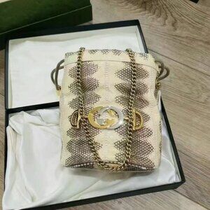 NIB Authentic Gucci Snakeskin Mini Zumi Bucket Bag
